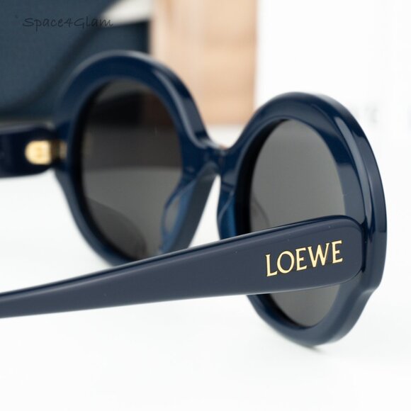 BRAND NEW Loewe LW40135I SLIM 90A Shiny Blue Smoke Round Women Sunglasses - Picture 5 of 8